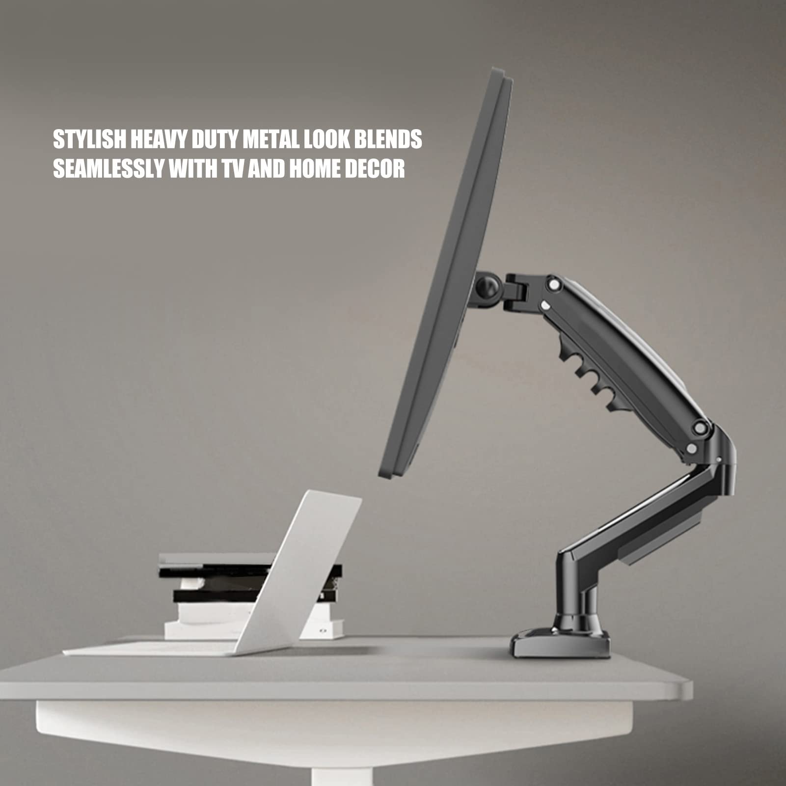 Aluminum Alloy Single Monitor Mount Stand - Adjustable Height, Swivel & Tilt VESA Bracket for 17-30 Inch Computer Screens (20/22/24/27 Inch) - Perfect for Home Office, Gaming & Workspace Setup
