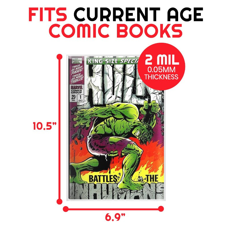 Resealable Comic Book Bags - 2MIL Thickness for Current Age Size Comics - Perfect for Collecting, Storing & Protecting Comic Books