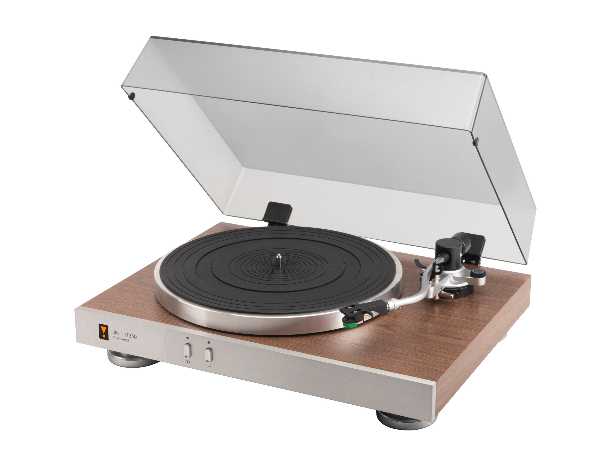 JBL TT350 Classic Direct Drive Turntable with Walnut Finish - Perfect for Vinyl Enthusiasts & Home DJ Setups