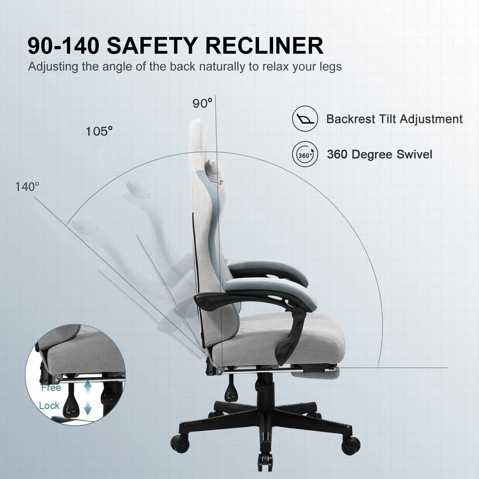Ergonomic Adjustable Footrest LR002 - Comfortable Under Desk Foot Rest for Home & Office - Improve Posture & Reduce Fatigue While Working or Gaming