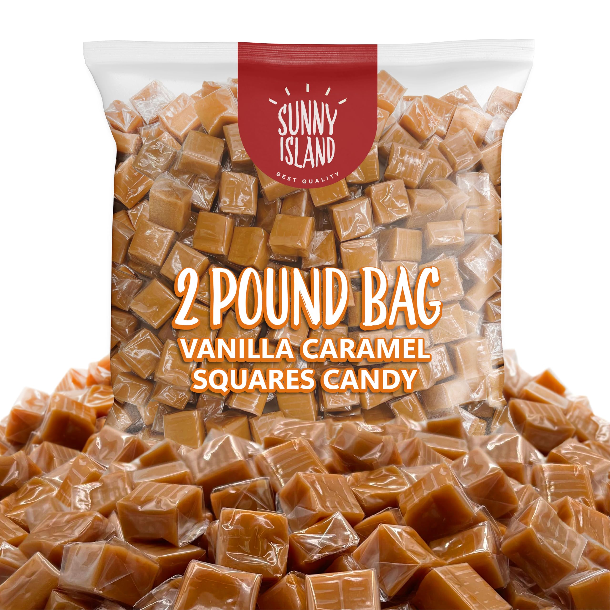 Delicious Caramel Cubes Candy - 2-Pound Bulk Bag of Individually Wrapped Soft Chews | Perfect for Halloween Treats, Party Favors, Office Snacks & Gift Baskets