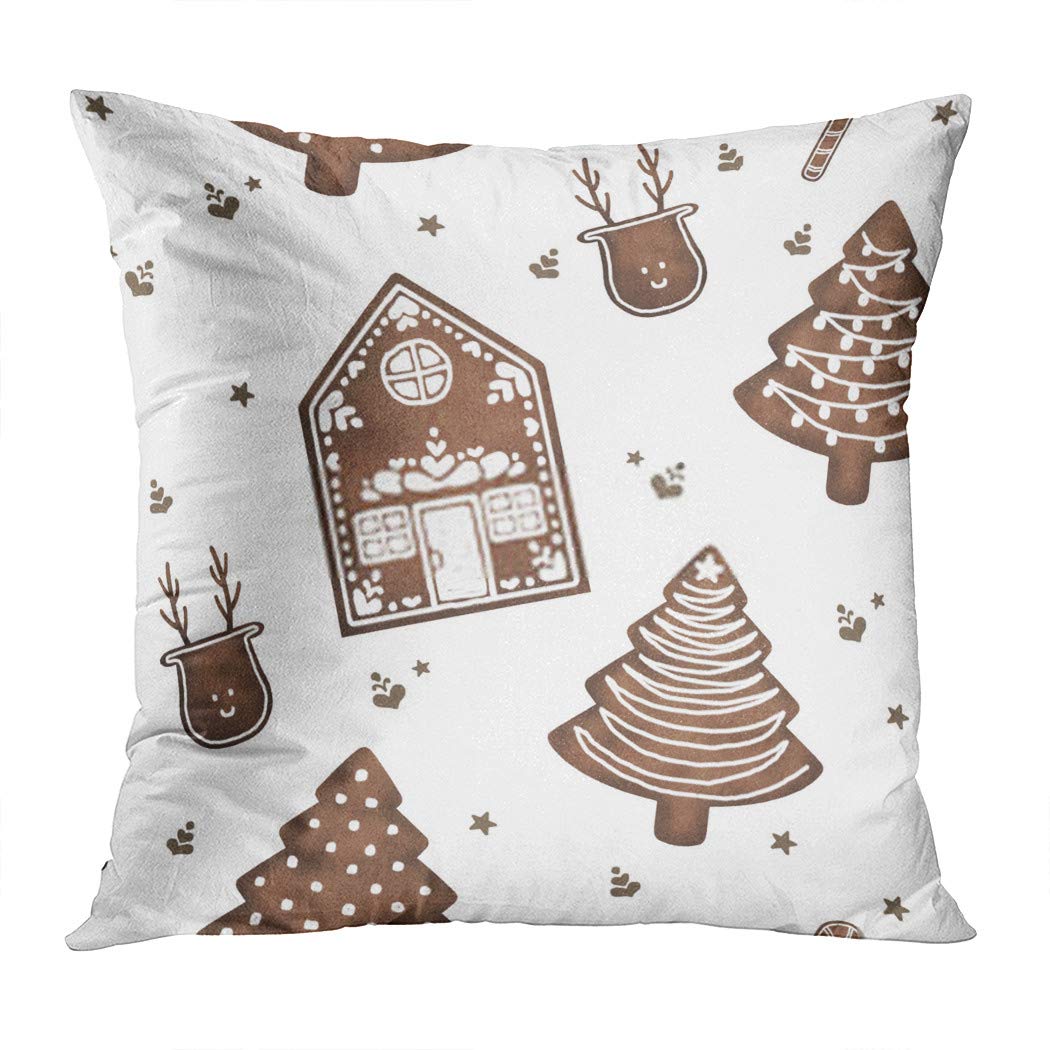 Shenwell 18x18 Inch Christmas Chocolate Cookies Throw Pillow Cover - Square Decorative Cushion Case for Sofa, Bed, Office - Soft Polyester Home Decor (Set of 4) - Perfect for Holiday Decor, Living Room Accents & Cozy Bedroom Styling