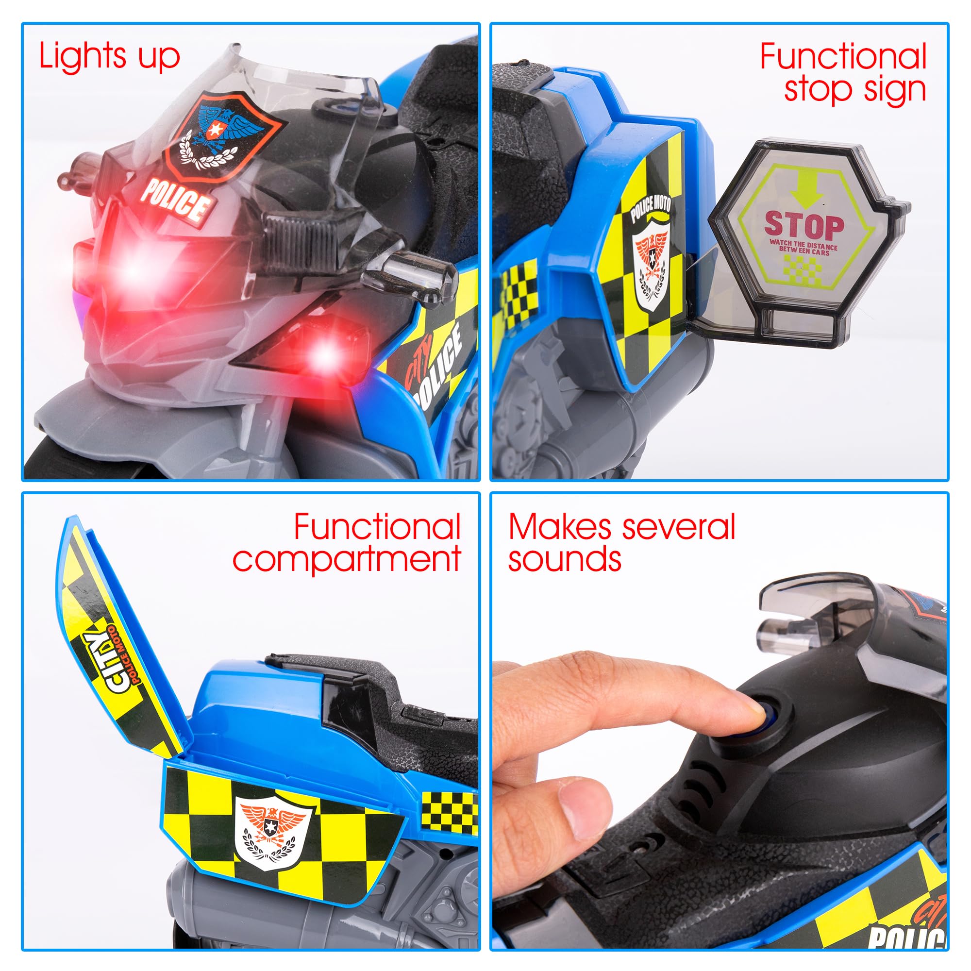 **ArtCreativity Kids Police Motorcycle Toy - Large Ride-On with Siren, Engine Sounds & Headlights - Imaginative Play Toy for Toddlers & Children - Perfect for Role Play, Birthday Gifts & Indoor/Outdoor Fun**
