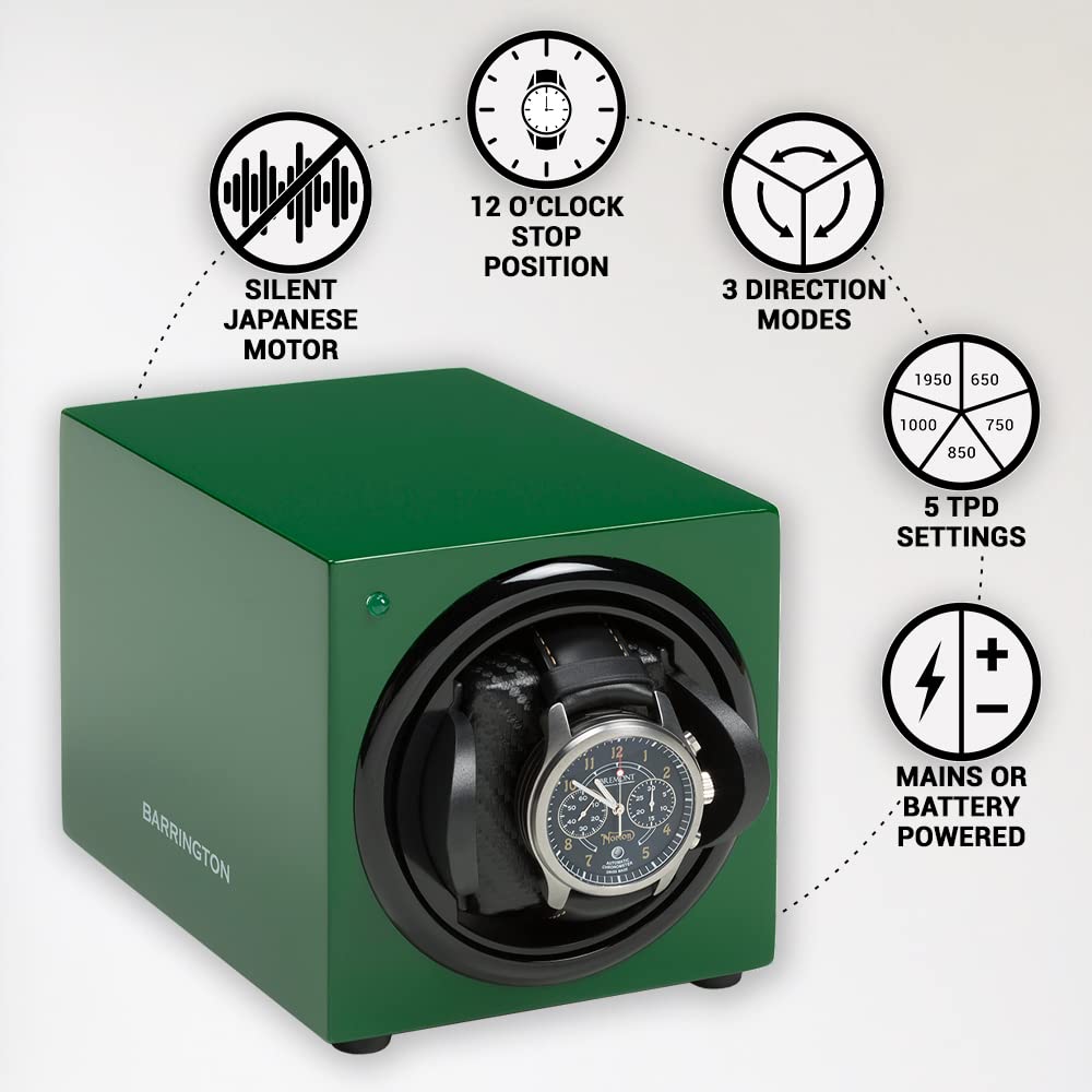 Premium Single Watch Winder for Automatic Watches - Ultra Quiet Japanese Motor | Luxury Watch Storage for Rolex, Omega & More | Adjustable 650-1950 TPD | AC/Battery Powered | Perfect for Travel, Office & Home Display