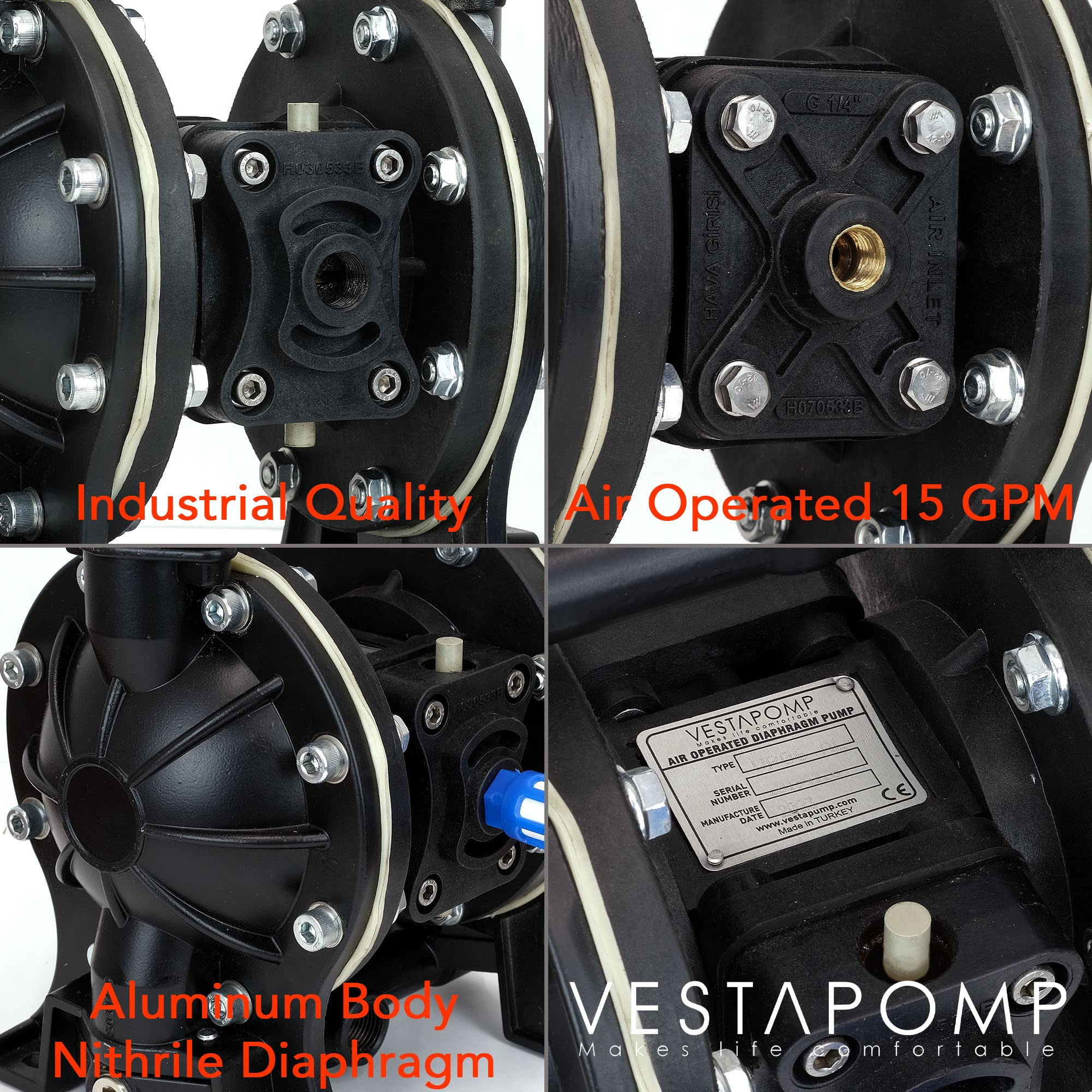 Vestapomp Air Operated Double Diaphragm Pump - 1/2