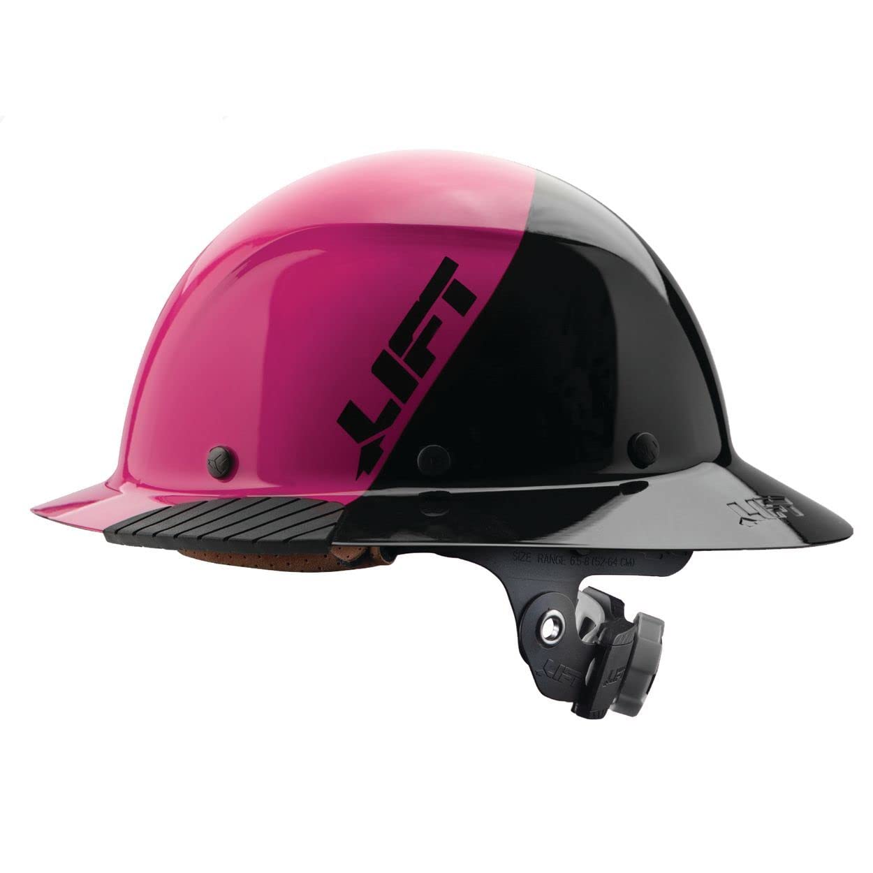 DAX Fiber Resin Full Brim Hard Hat - ANSI Certified Safety Helmet for Construction & Industrial Work - Pink & Black Color - Ideal for OSHA-Compliant Head Protection on Job Sites