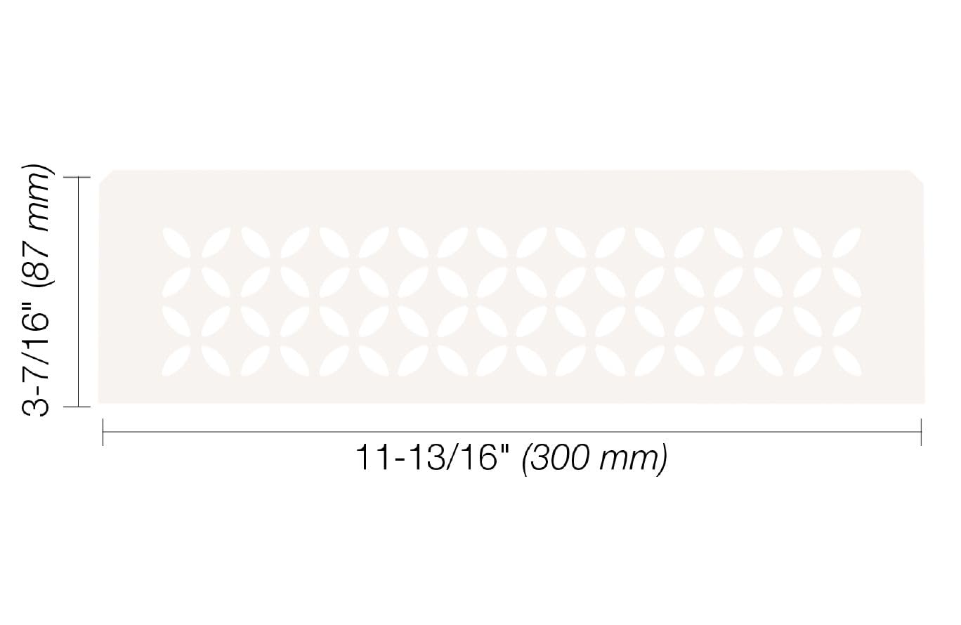 Schluter SNS1D5MBW 4mm Thick Aluminum Rectangular Shelf for Prefabricated Kerdi Board Niches - Matte White Finish with Floral Design | Bathroom Shower Storage Solution, Tile Wall Organizer