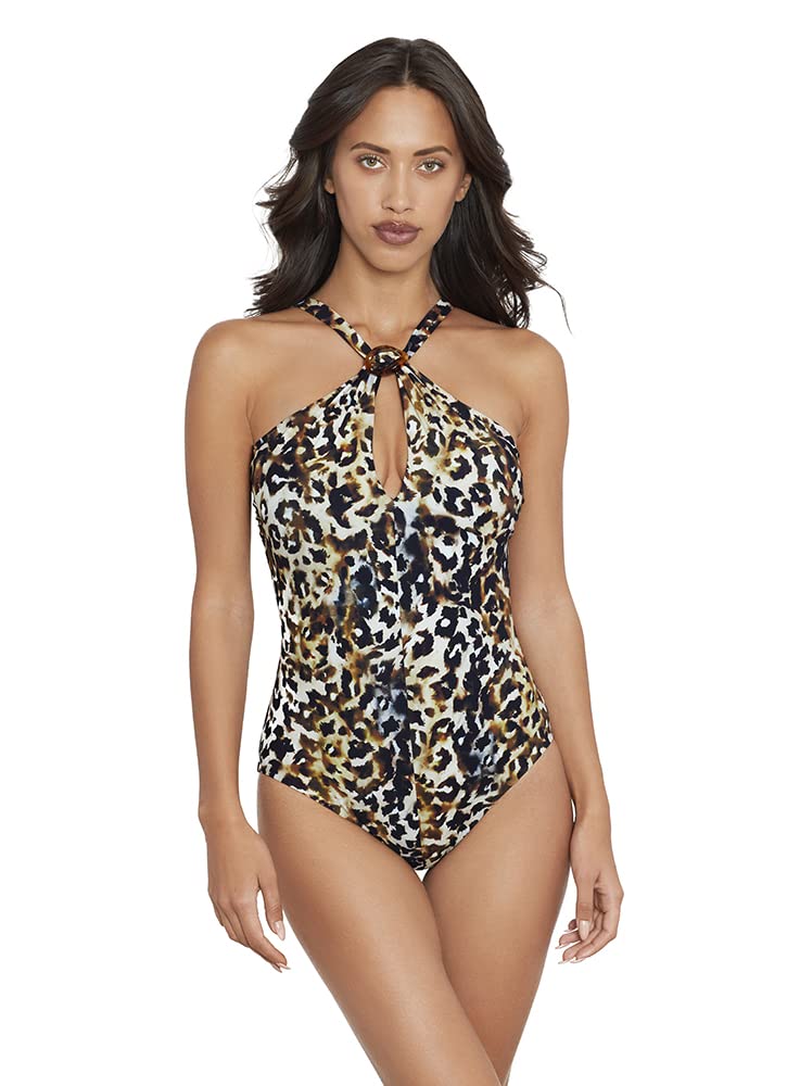 **Amoressa Women's High Neck One Piece Swimsuit – Soft Cup, Adjustable Straps, UPF 50+ Sun Protection – Perfect for Beach, Pool, and Vacation**