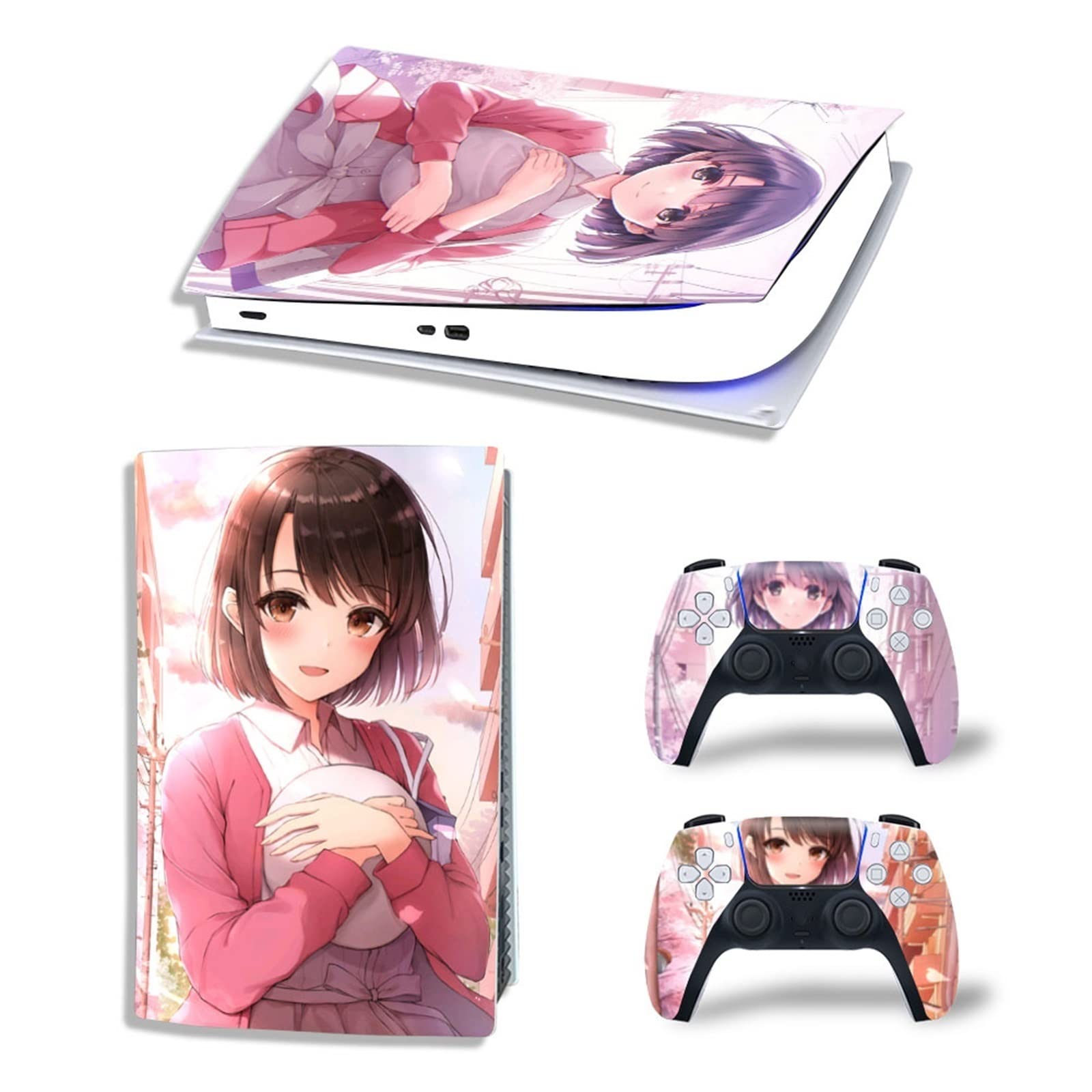 Anime PS5 Digital Edition Console Skin Decal - Scratch-Resistant Vinyl Protection Cover for 2 Controllers, Bubble-Free Application (17502) - Perfect for Gaming Setups & Customization Enthusiasts
