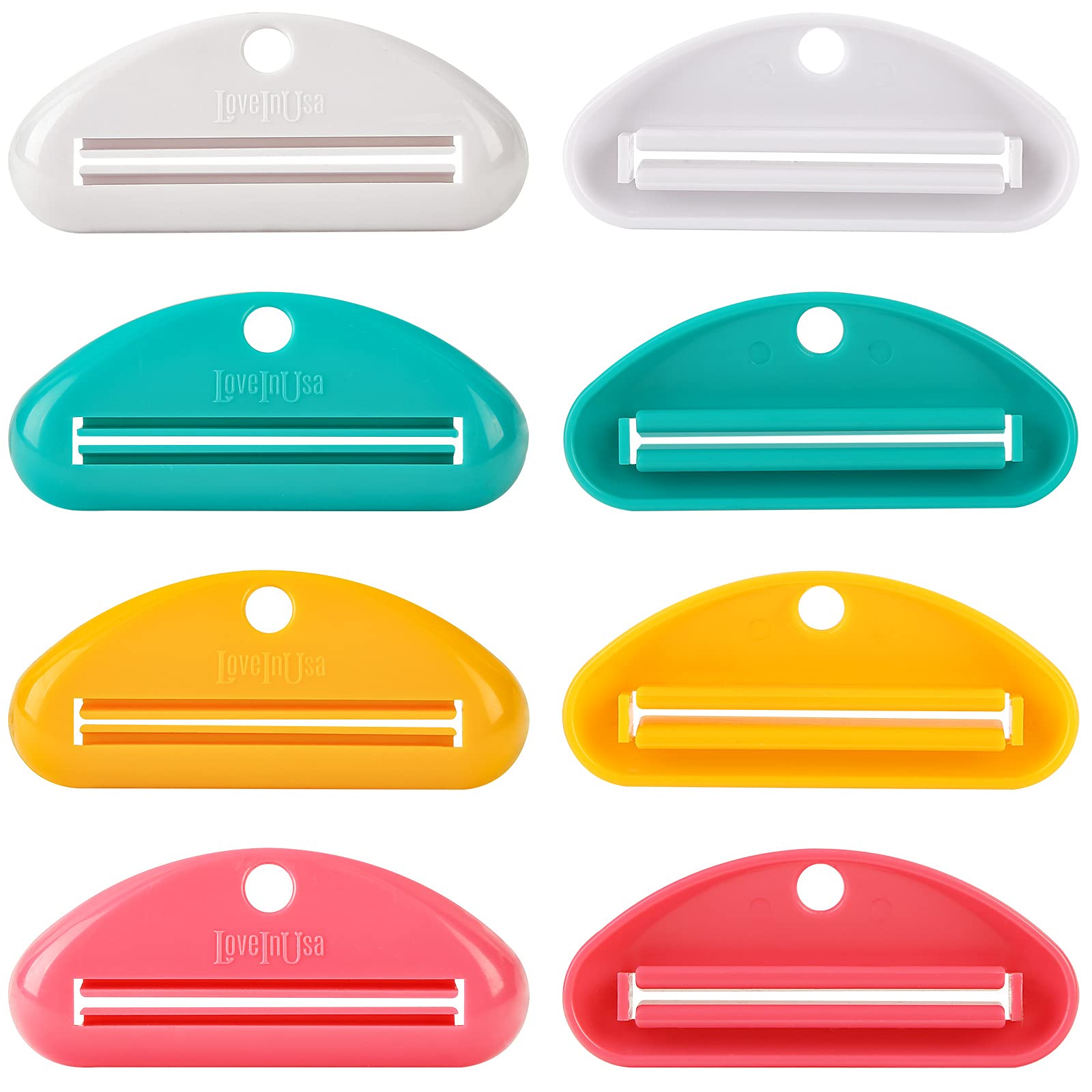 LOVEINUSA Toothpaste Tube Squeezer Dispenser - 4 Pack Random Colors | Plastic Toothpaste Roller for Bathroom Organization | Perfect for Travel, Camping & Home Use