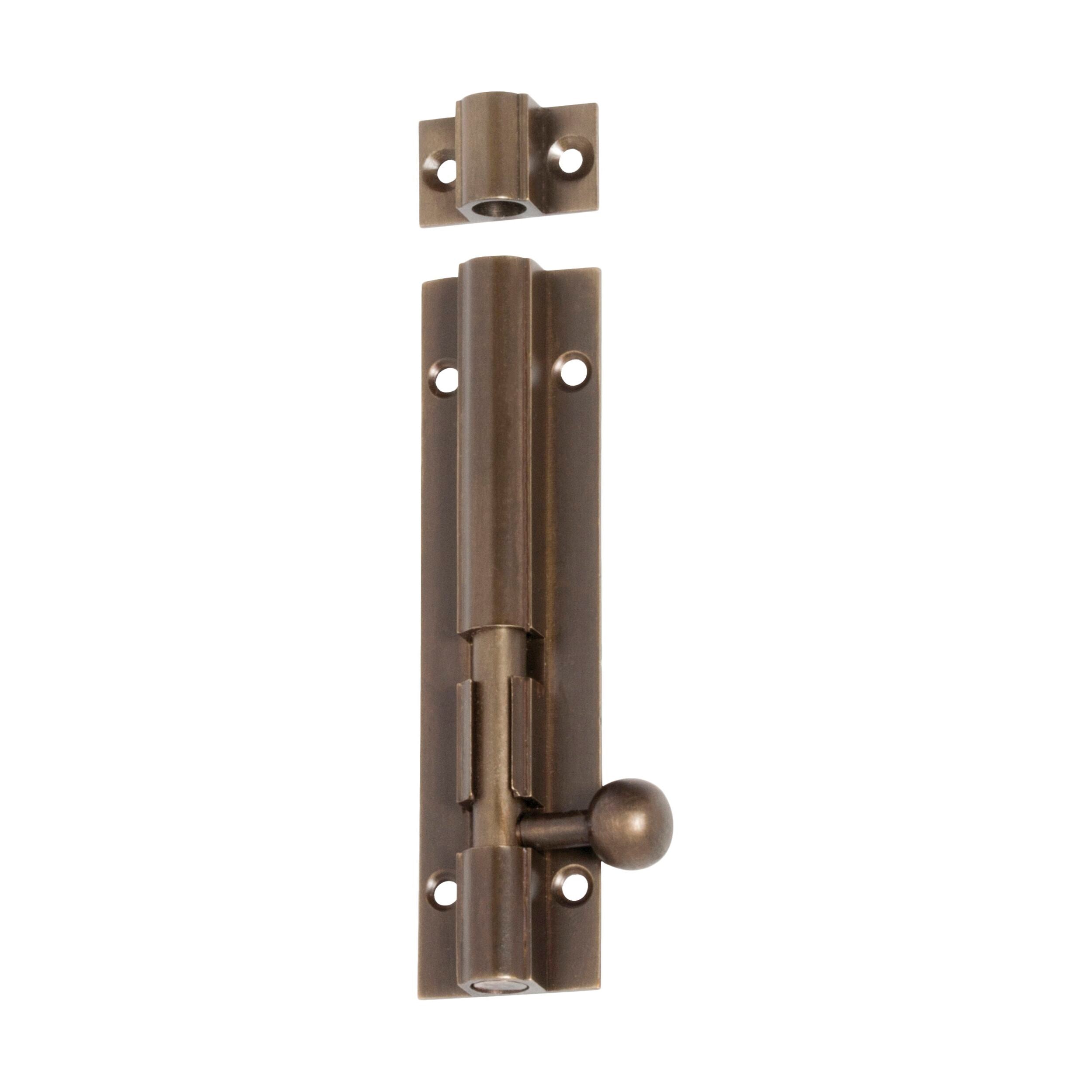 2321 Antique Brass Barrel Bolt L100xW25mm - 7.5mm Diameter Heavy Duty Door Latch for Cabinets, Gates & Furniture - Vintage Style Hardware for Home Security & Decoration