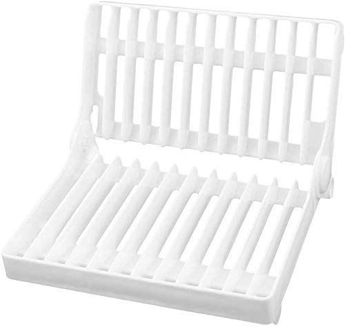 POXEFLIP 12-Slot Foldable Dish Drying Rack - Space Saving Plastic Plate Holder & Drainer for Kitchen Counter - Ideal for Small Apartments, Dorm Rooms, RVs (Multicolor)