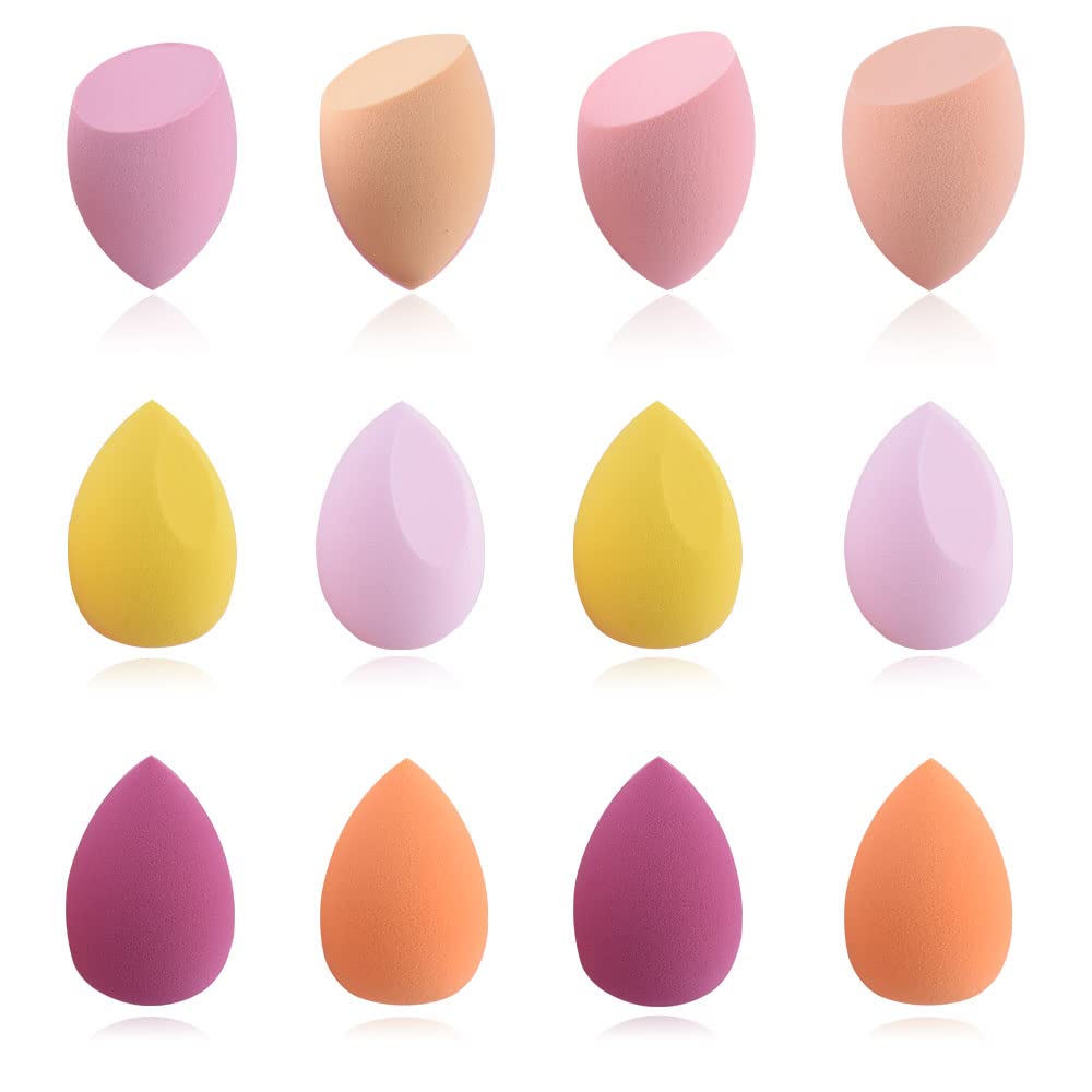 12PCS Soft Makeup Sponges - Wet & Dry Beauty Blender Set for Liquid Foundation, Cream & Powder | Professional Cosmetic Egg Sponge Kit | Perfect for Daily Makeup, Contouring & Airbrush Finish