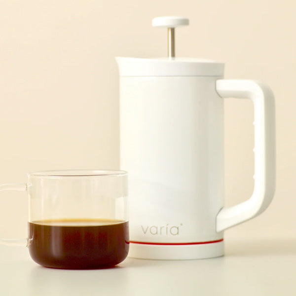 Varia Pro Coffee Press - French Press Coffee Maker for Home, Office & Travel - Stainless Steel & Glass Coffee Press with 3-Level Filtration System - Perfect for Espresso, Cold Brew & Tea Making