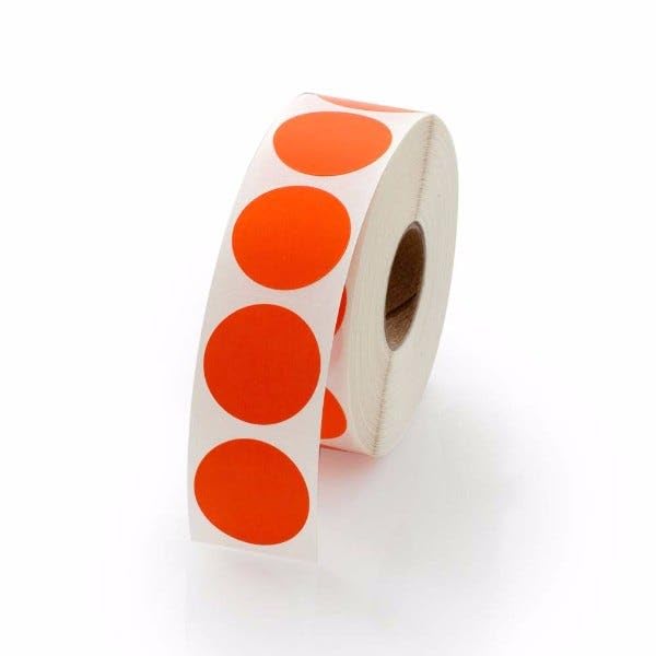 Orange Inventory Labeling Dot Stickers - 1 Inch Round Labels (1000 Stickers/Roll) for Warehouse Organization, Retail Pricing & Product Sorting