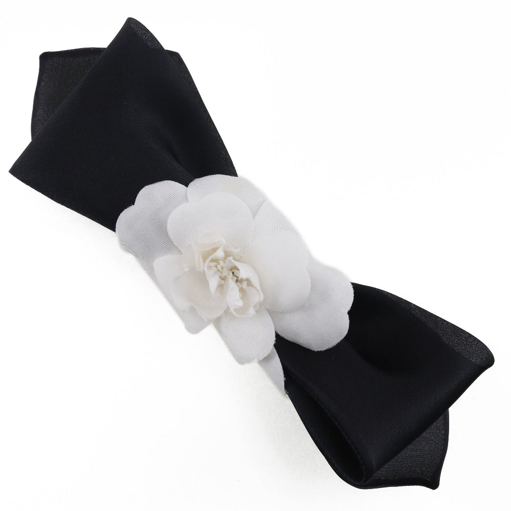Black Cotton Camellia Hair Clip Barrette - Elegant Floral Hair Accessory for Women & Girls - Perfect for Weddings, Parties & Everyday Wear
