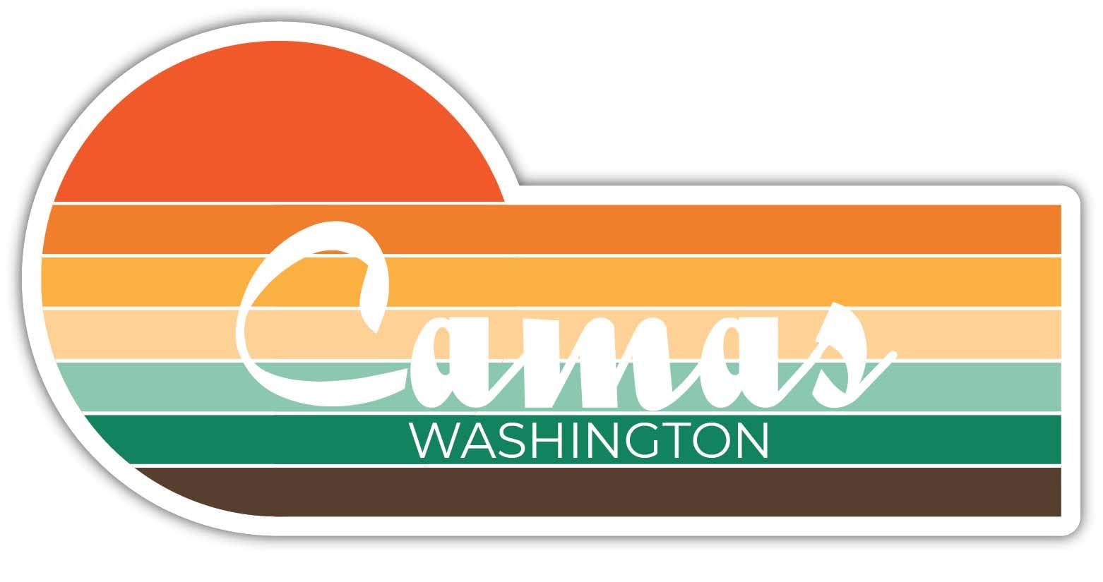 Washington Camas 2 x 1.25 Inch Sticker - Retro Vintage Sunset City 70s Aesthetic Decal - Perfect for Laptops, Water Bottles, Notebooks & DIY Scrapbooking