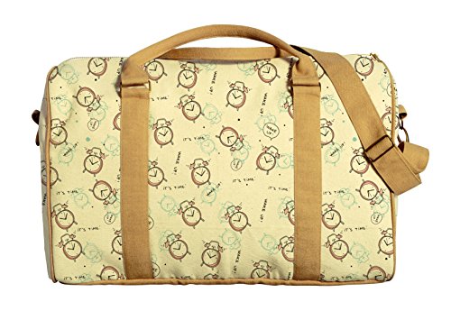 Waterproof Printed Canvas Duffle Bag for Travel & Gym - Lightweight Carry-On Luggage with Alarm Clock Design - Perfect for Weekend Getaways & Sports Gear Storage