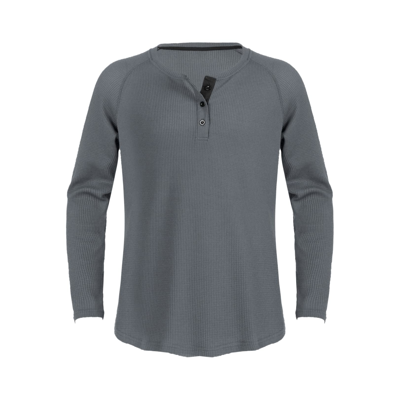 Renvena Men's Regular Fit Long Sleeve Waffle Henley Shirt - Lightweight Button-Up T-Shirt for Casual Wear, Outdoor Activities & Layering | Comfortable Cotton Blend Top for Everyday Style