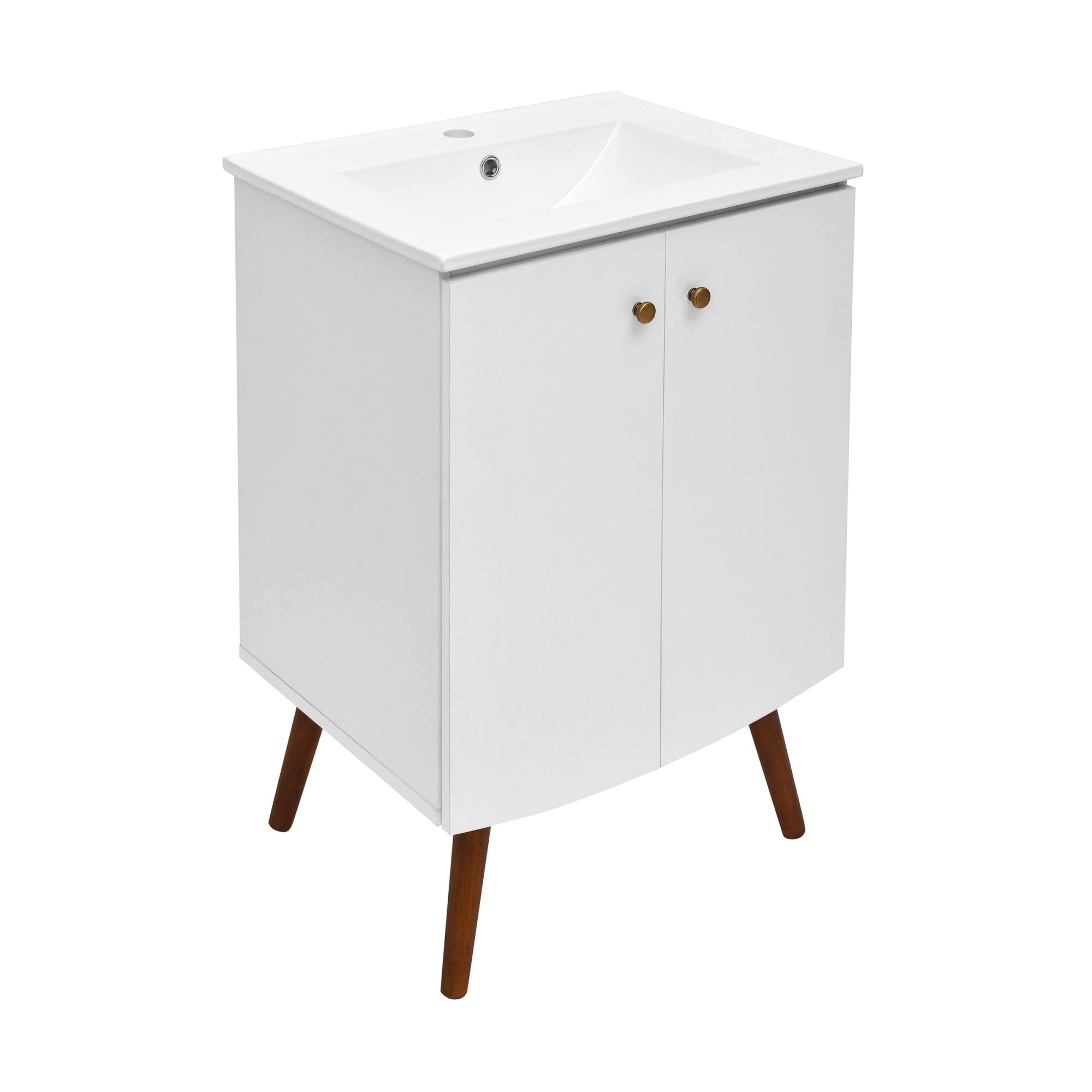 Swiss Madison Manoir 24 Inch White Bathroom Vanity with Sink - Modern Space-Saving Vanity for Small Bathrooms & Powder Rooms