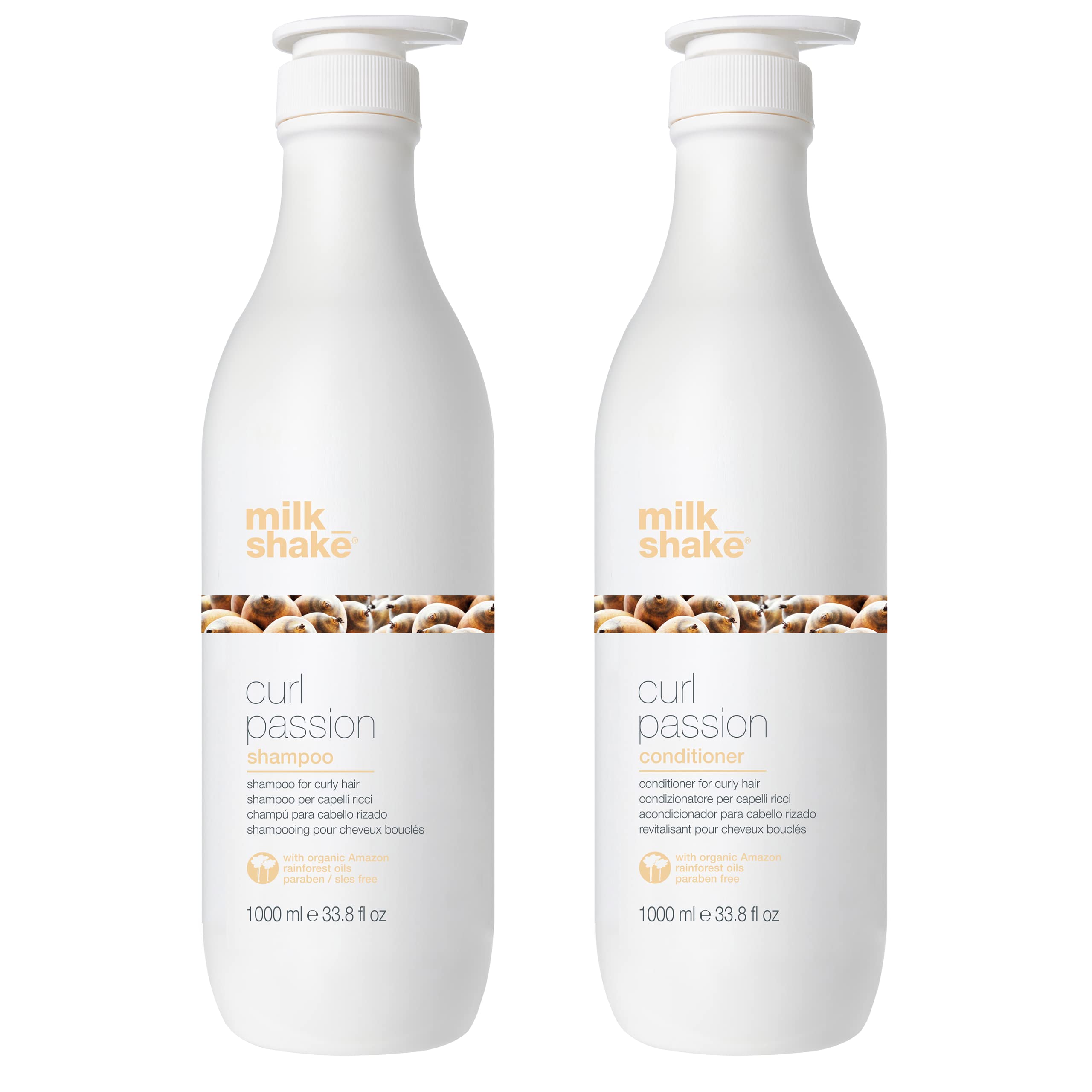 Milk_shake Curl Passion Shampoo & Conditioner Set - 33.8 oz (1000 ml) for Curly Hair - Hydrating & Defining Formula - Perfect for Daily Hair Care & Salon-Quality Results at Home
