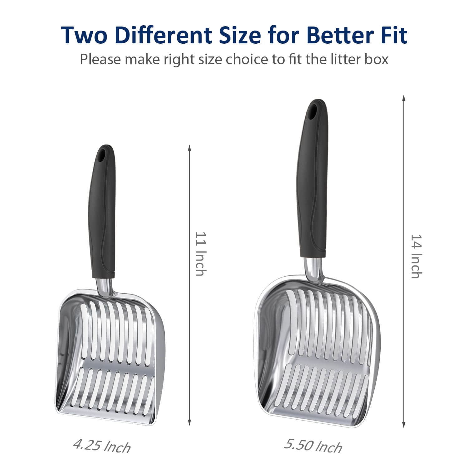 Premium WePet Aluminum Alloy Cat Litter Scoop - Heavy Duty Metal Poop Scooper with Long Handle & Deep Shovel Design - Durable Kitty Litter Box Sifter for Easy Waste Removal - Perfect for Multi-Cat Households & Large Litter Boxes