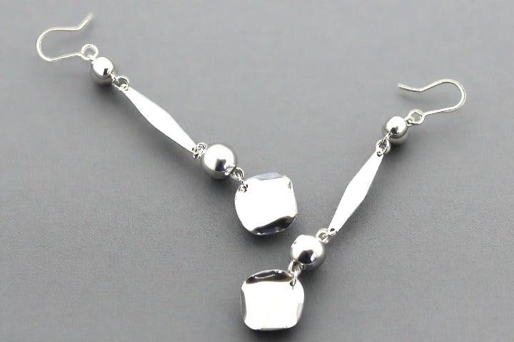 Sterling Silver Ball and Disc Drop Earrings for Women - Elegant Dangle Earrings for Party, Wedding & Everyday Wear