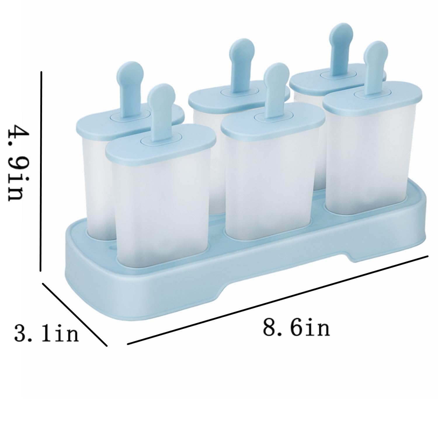 6-Piece BPA-Free Popsicle Molds Set - Easy Release Ice Pop Maker for Homemade Ice Cream & Frozen Treats - Perfect for Summer Snacks, Kids Parties & Healthy Desserts (Blue)