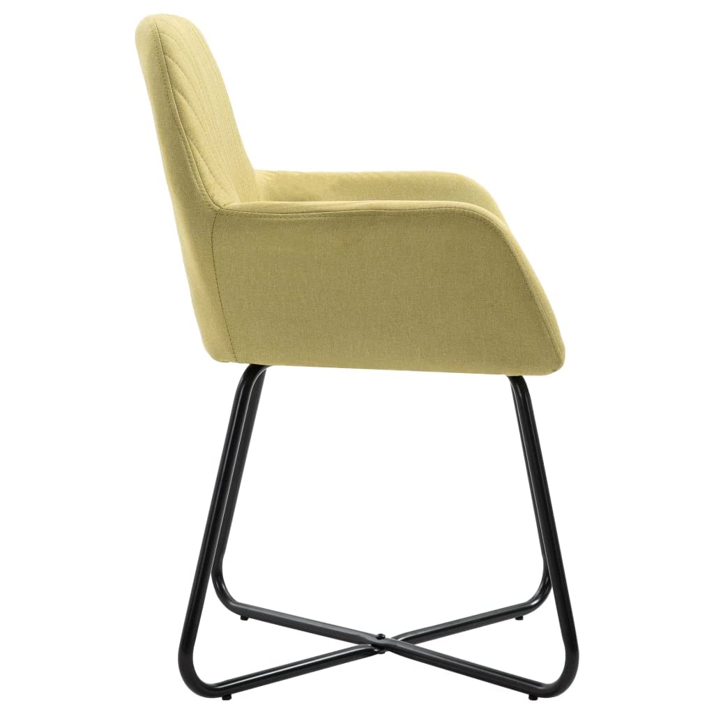 SKM Modern Dining Chairs Set of 2 - Green Fabric Upholstered Kitchen Chairs with Sturdy Metal Legs - Perfect for Dining Room, Kitchen, Breakfast Nook and Small Spaces