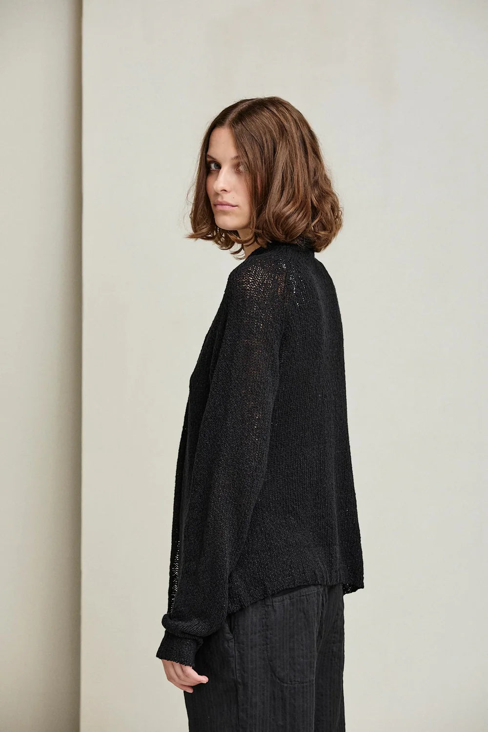 Premium Cotton Linen Silk Blend Cardigan for Women - Soft & Breathable Black Open Front Sweater | Perfect for Office Wear, Casual Outings & Layering in All Seasons