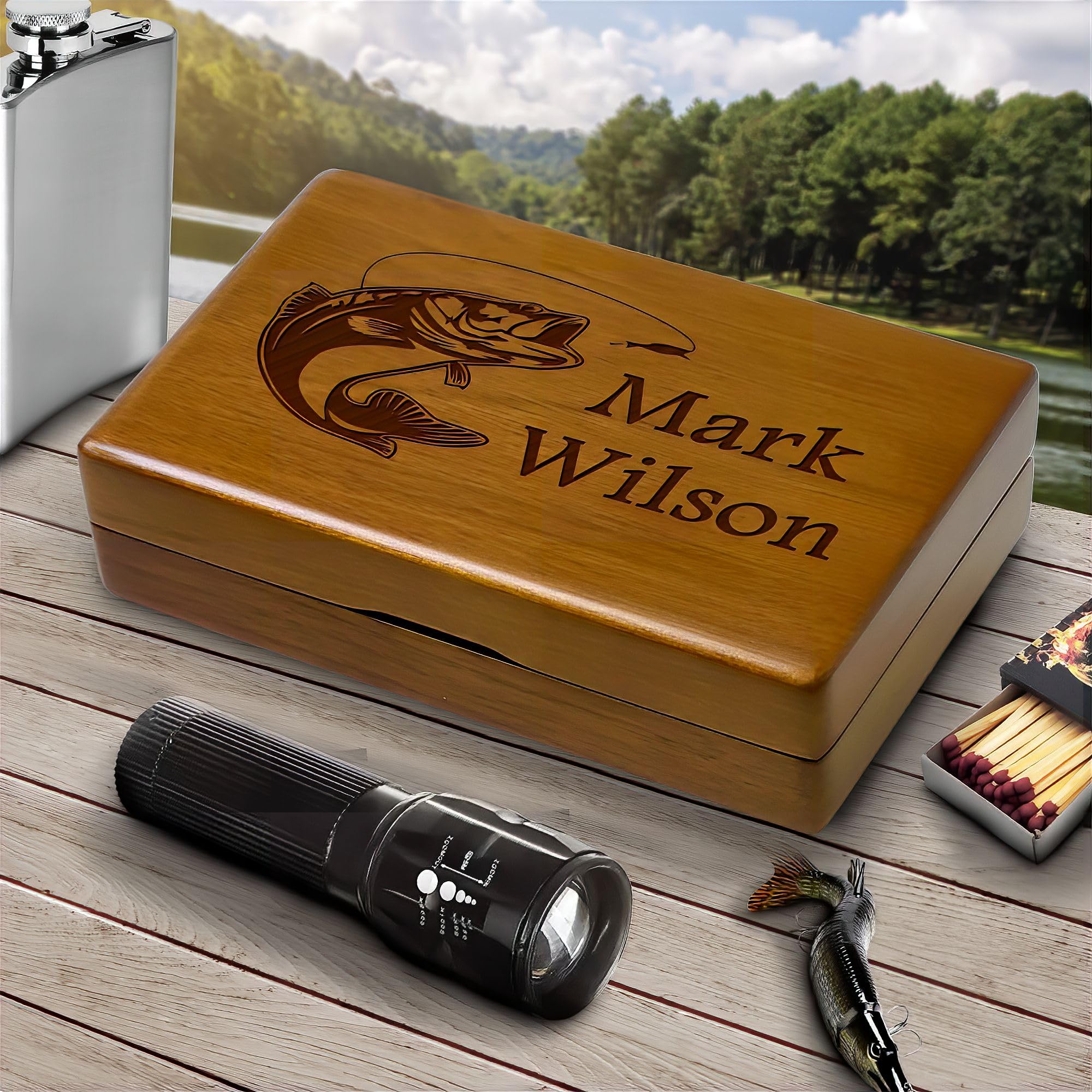 Personalized Laser Engraved Fishing Tackle Box - Durable Jig Storage Organizer with Custom Name Engraving - Perfect Gift for Fly Fishermen & Anglers - Ideal for Bass Fishing, Ice Fishing & Outdoor Adventures