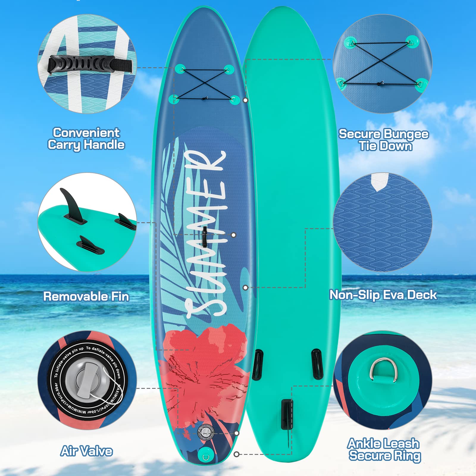 **SPORFIT 10.5'/11' Inflatable Stand Up Paddle Board - Ultra-Light Extra Wide SUP for Youth & Adults - Includes Premium SUP Accessories & Backpack - Perfect for Lakes, Rivers & Ocean Adventures**