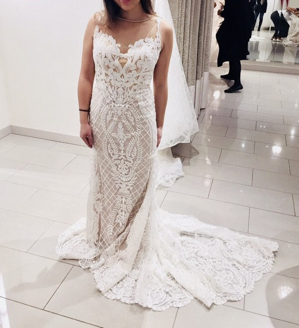Calla Blanche Victoria 16243 Sample Wedding Gown – Elegant Lace Bridal Dress for Church Ceremony & Formal Events