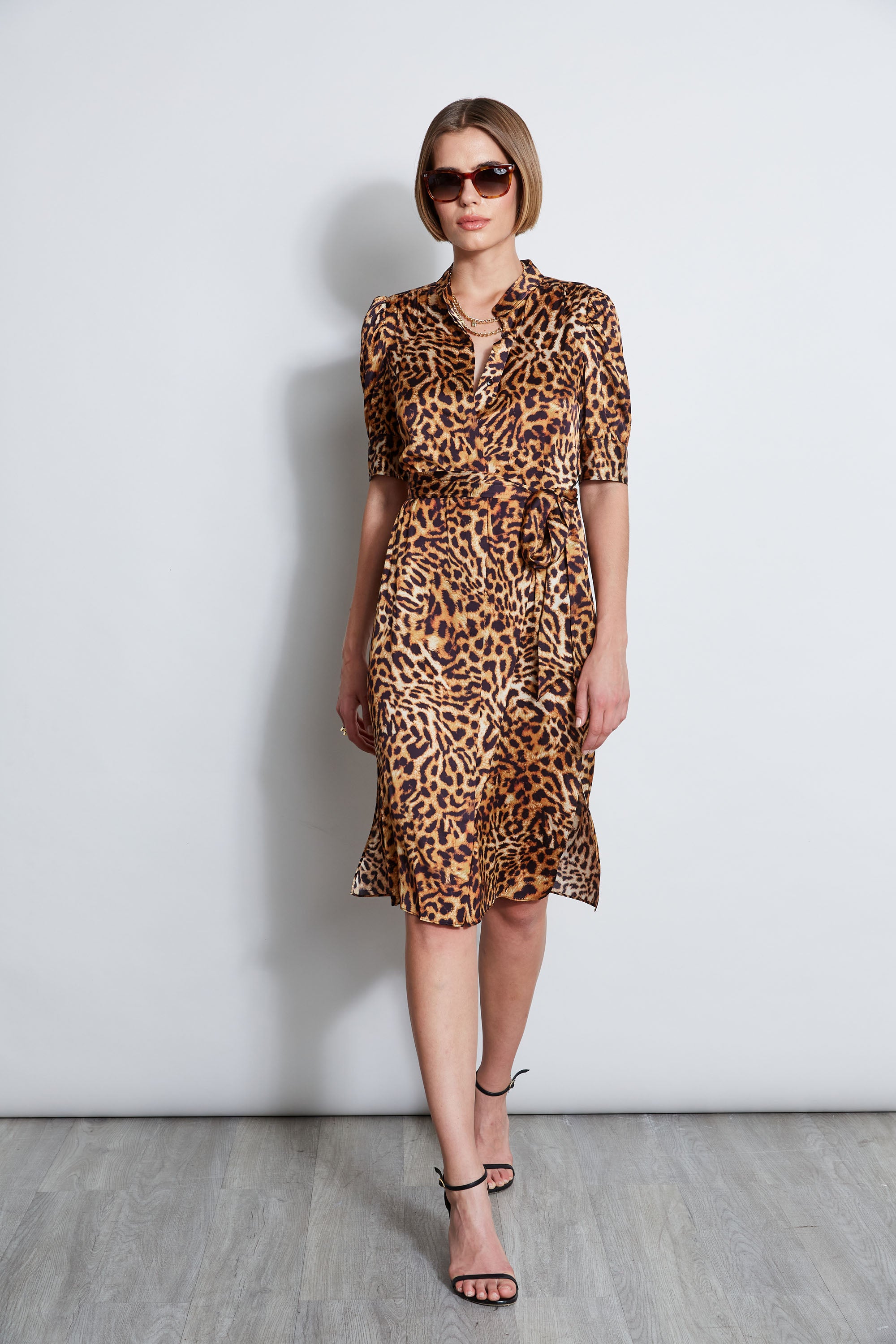 Wildcat Print Shirt Dress for Women - Stylish Casual & Office Wear - Perfect for Work, Outings, and Everyday Fashion