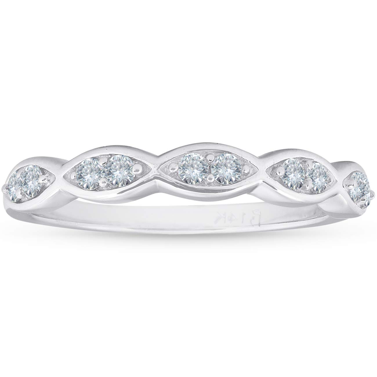 1/4 Carat Diamond Stackable Wedding Anniversary Ring for Women - 14K White Gold - Perfect for Bridal Sets, Gifts & Special Occasions