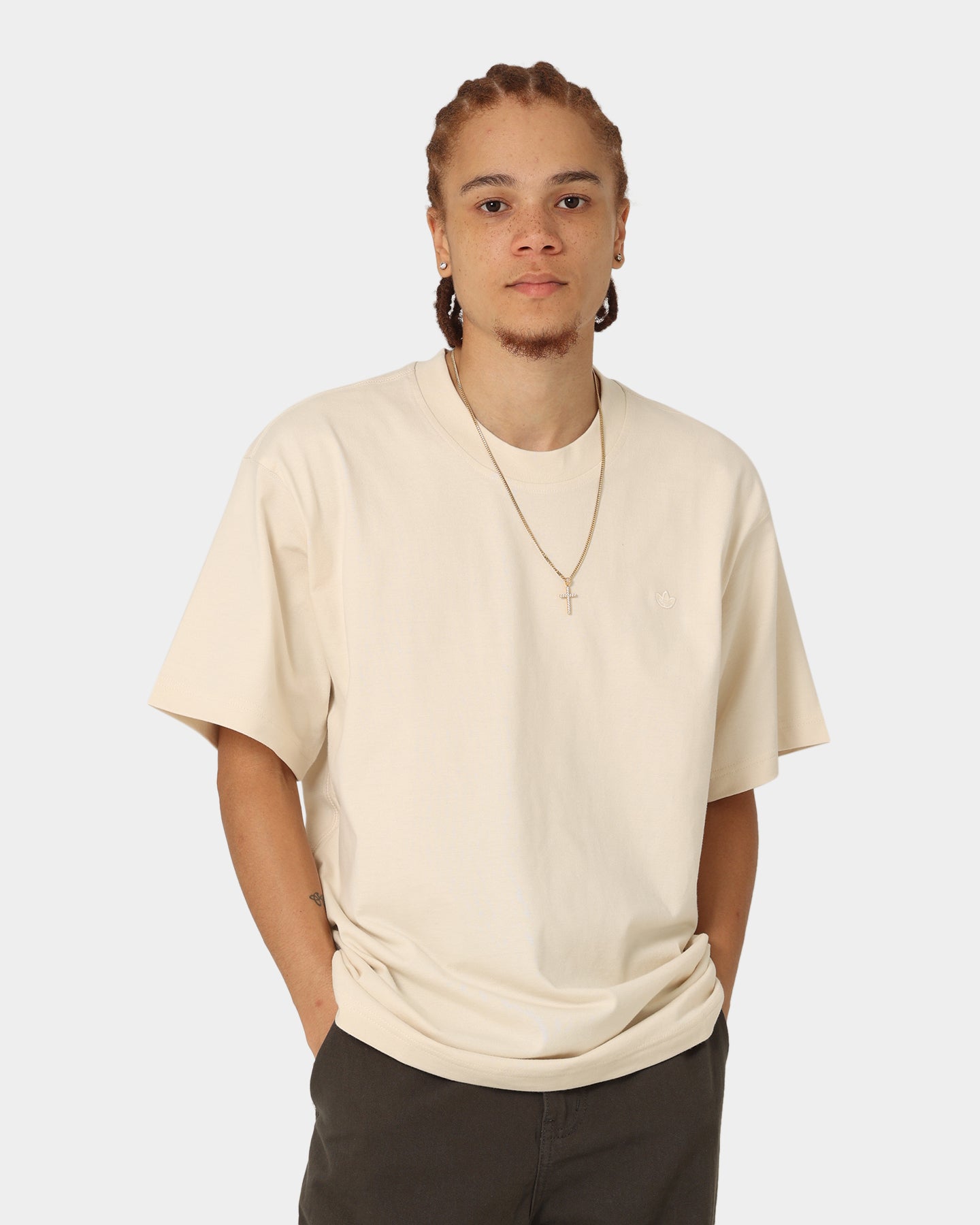 Adidas Originals Wonder White Cotton T-Shirt for Men - Casual Comfort Fit Tee for Everyday Wear, Gym, and Street Style