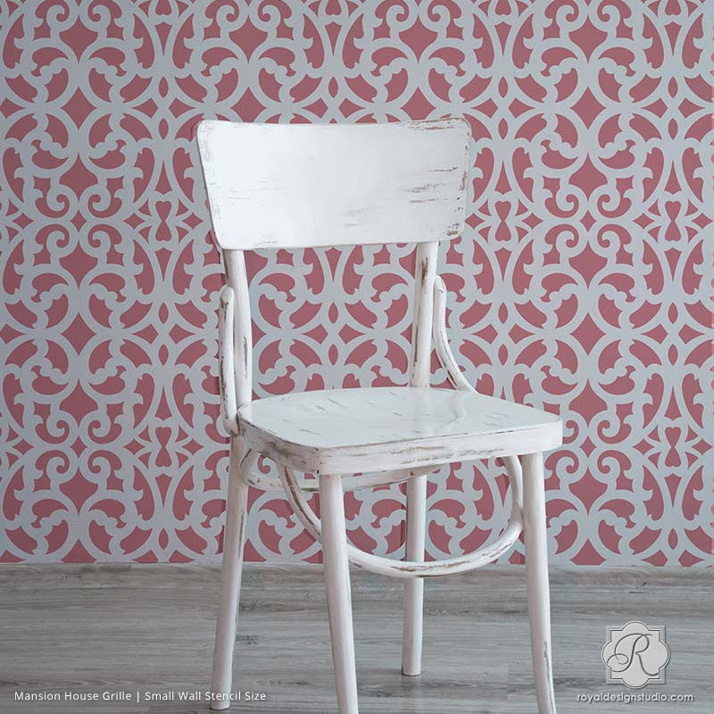 Mansion House Grille Trellis Wall Stencil - DIY Home Decor Stencil for Wall Painting, Furniture & Crafts - Perfect for Bedroom, Living Room & Garden Projects