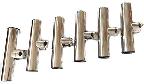 6 Pack Stainless Steel Clamp-On Fishing Rod Holder for 7/8