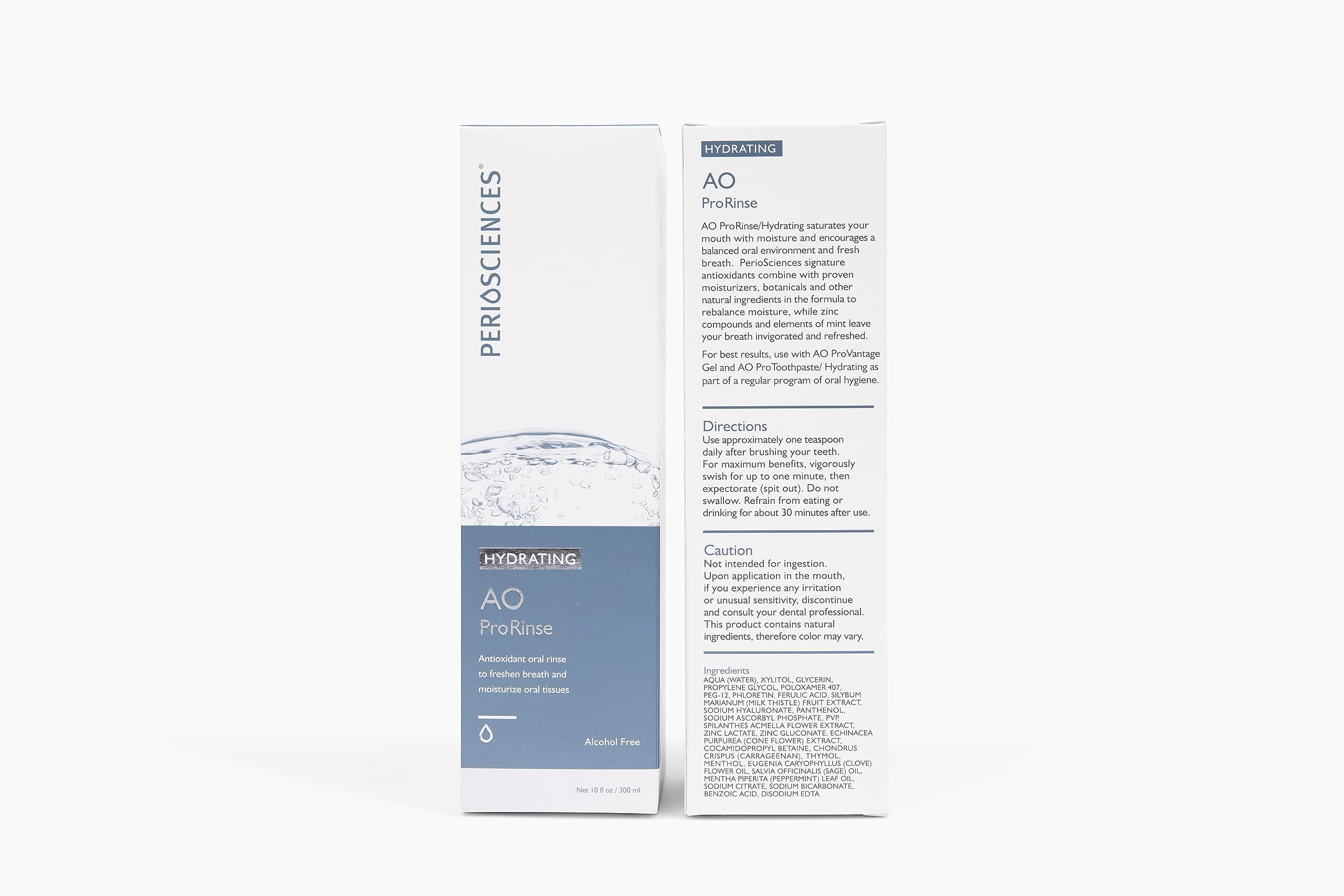 PerioSciences AO ProRinse White Care Whitening Mouthwash with Antioxidants - 10 Fl Oz / 300ml Oral Rinse for Gum Health & Teeth Whitening | Fresh Breath Solution for Daily Oral Care & Stain Removal