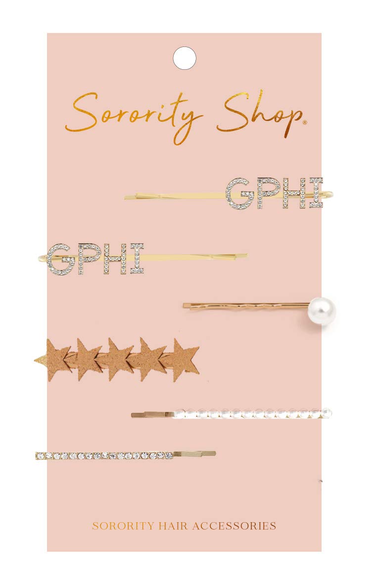 Gamma Phi Beta Sorority Hair Clips - 6 Pack Hair Barrettes for Women & Girls - Perfect for Sorority Events, College Parties & Everyday Styling