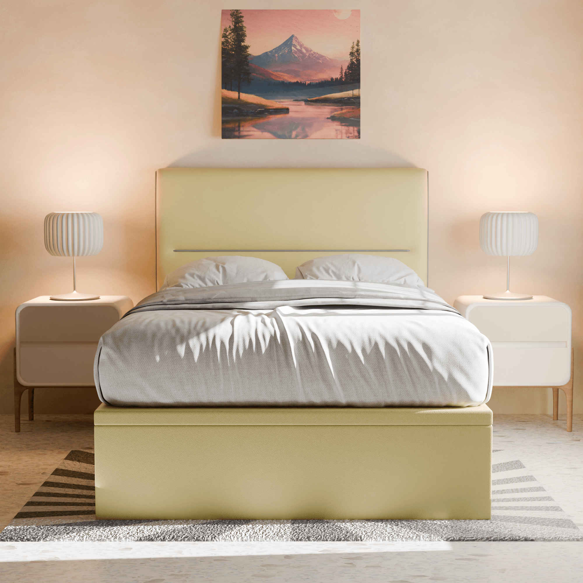Emilia Faux Leather Upholstered Storage Bed Frame with Underbed Drawers - Queen Size Platform Bed with Headboard for Modern Bedroom, Guest Room or Small Space