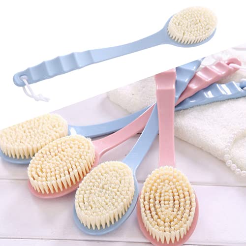 Soft Long Handle Shower Back Brush - Exfoliating Bath Brush with Comfortable Grip for Deep Cleaning & Skin Care | Perfect for Hard-to-Reach Areas, Back Acne Treatment & Relaxing Bath Time (Blue)
