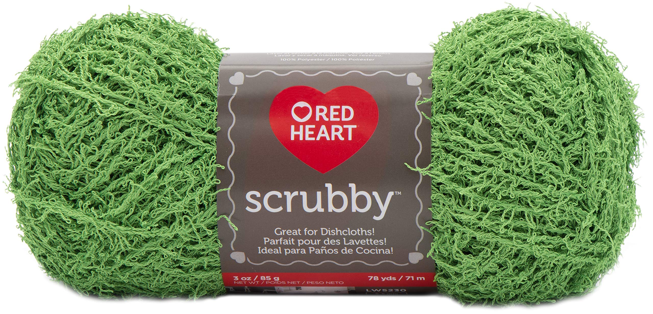 Red Heart Scrubby Yarn - Lime Green | Durable Crochet & Knitting Yarn for Dishcloths, Scrubbies & Cleaning | Eco-Friendly Kitchen & Bath Accessories
