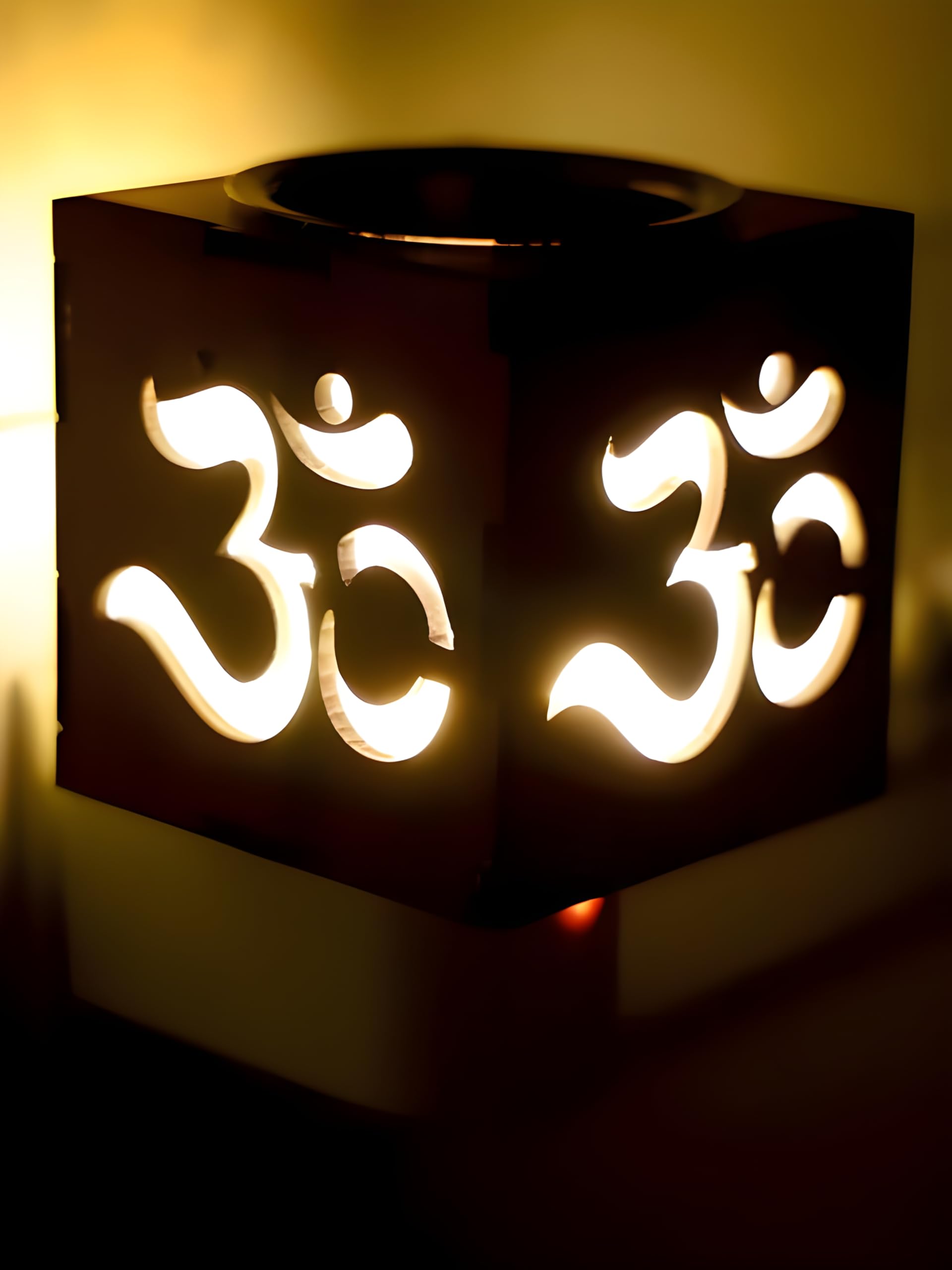 Electric Incense Holder & Aroma Diffuser with Light - Wooden Kapoor Dani for Home & Office | On/Off Switch | Perfect for Meditation, Yoga, Relaxation & Aromatherapy (KD 28)