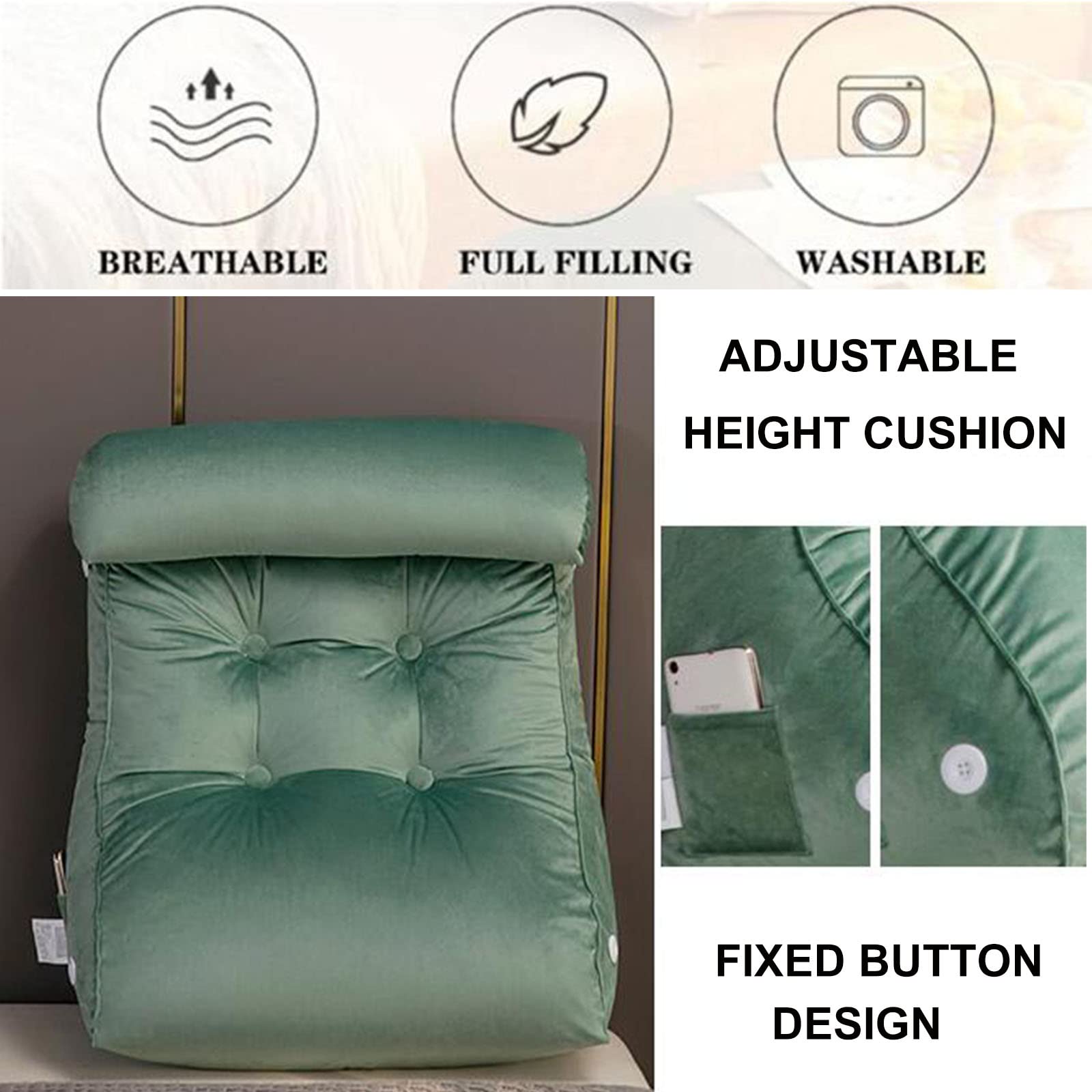 **Adjustable Bed Wedge Pillow for Sleeping & Reading - 17.7