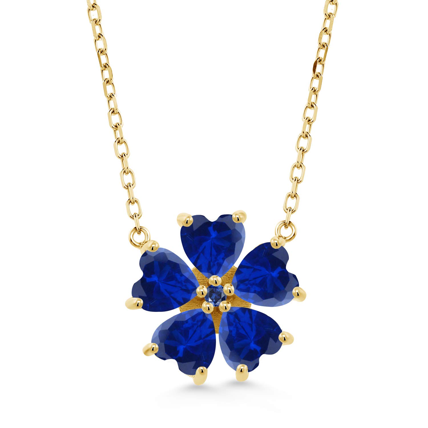 4.05 Ct Heart Blue Created Sapphire Necklace - 18K Yellow Gold Plated Sterling Silver Jewelry for Women - Perfect Gift for Anniversary, Valentine's Day & Special Occasions