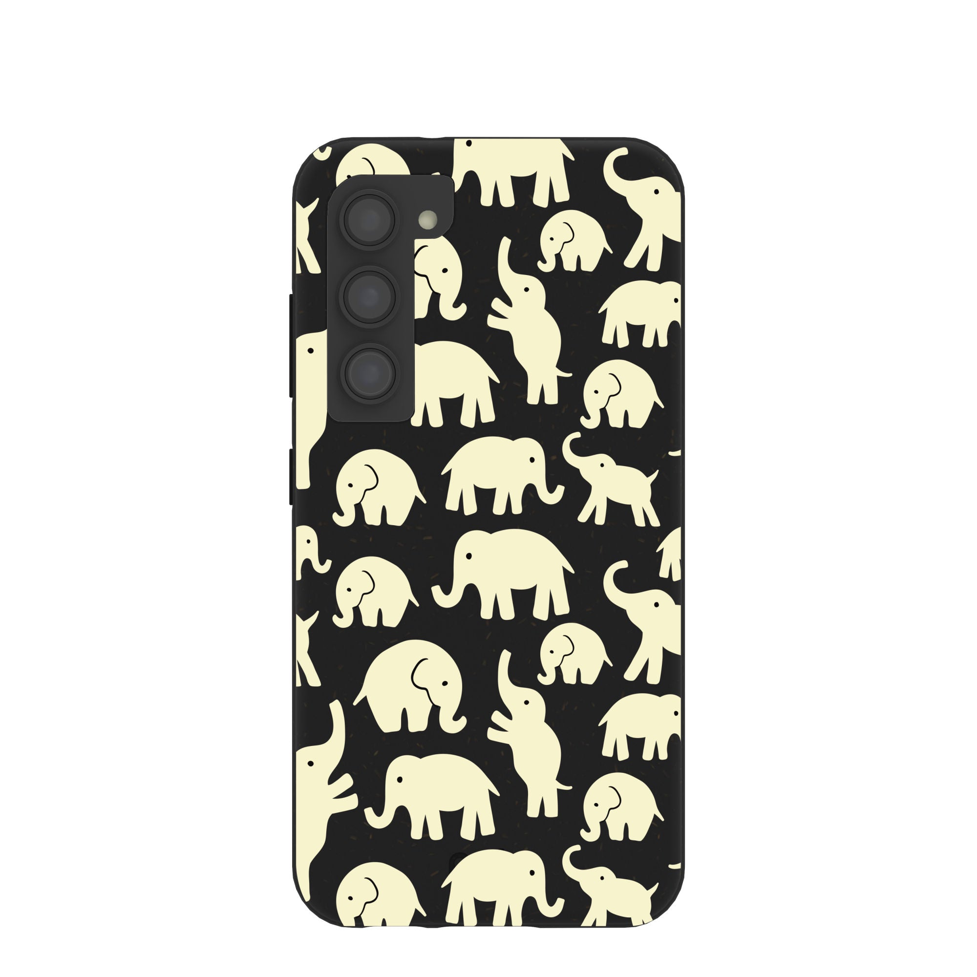Black Little Elephants Samsung Galaxy S23 Phone Case - Cute Elephant Design Protective Cover for Everyday Use & Travel