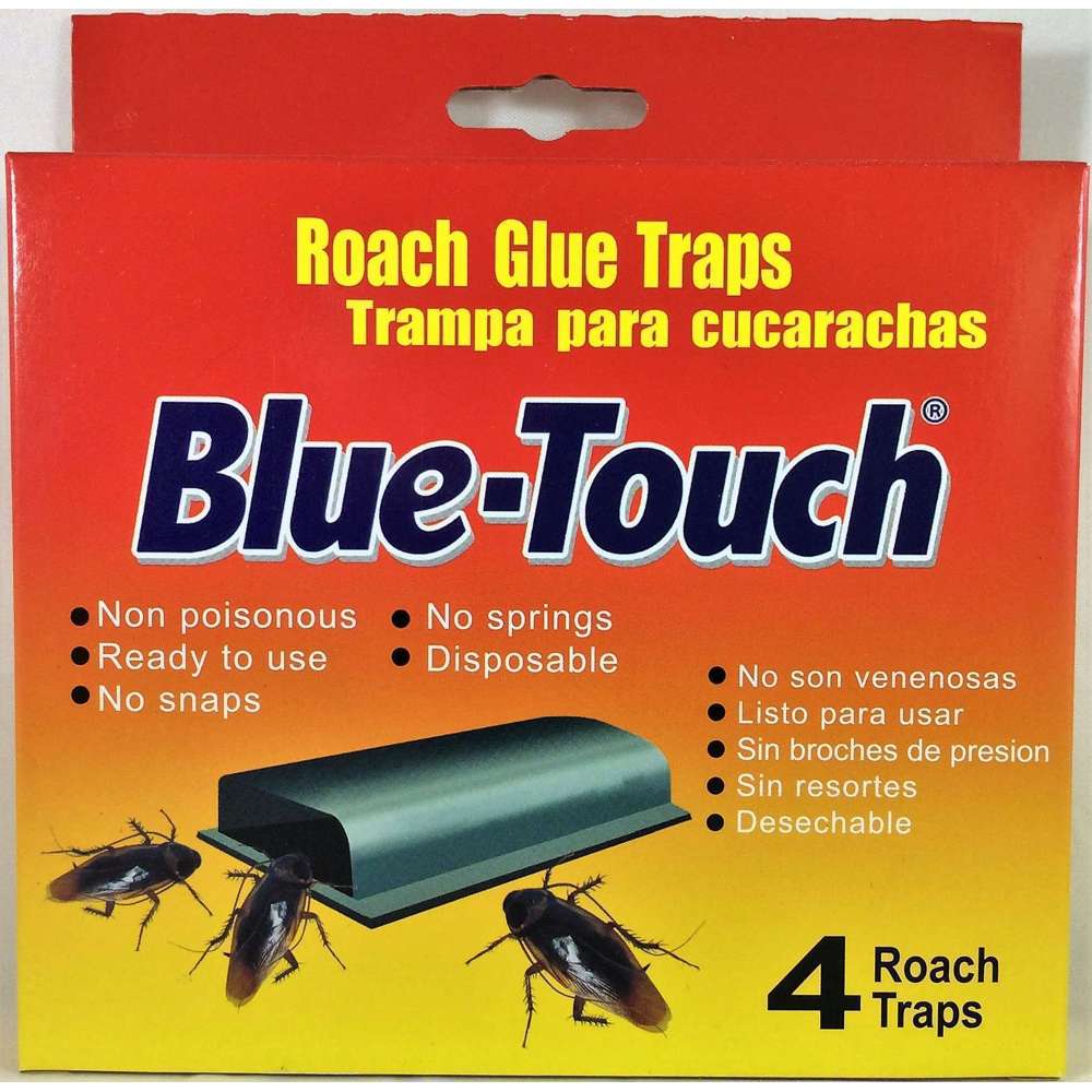 Blue Touch Roach Trap Small 4pc - Effective Cockroach Killer for Kitchen, Bathroom & Home - Non-Toxic Pest Control Solution for Indoor Use