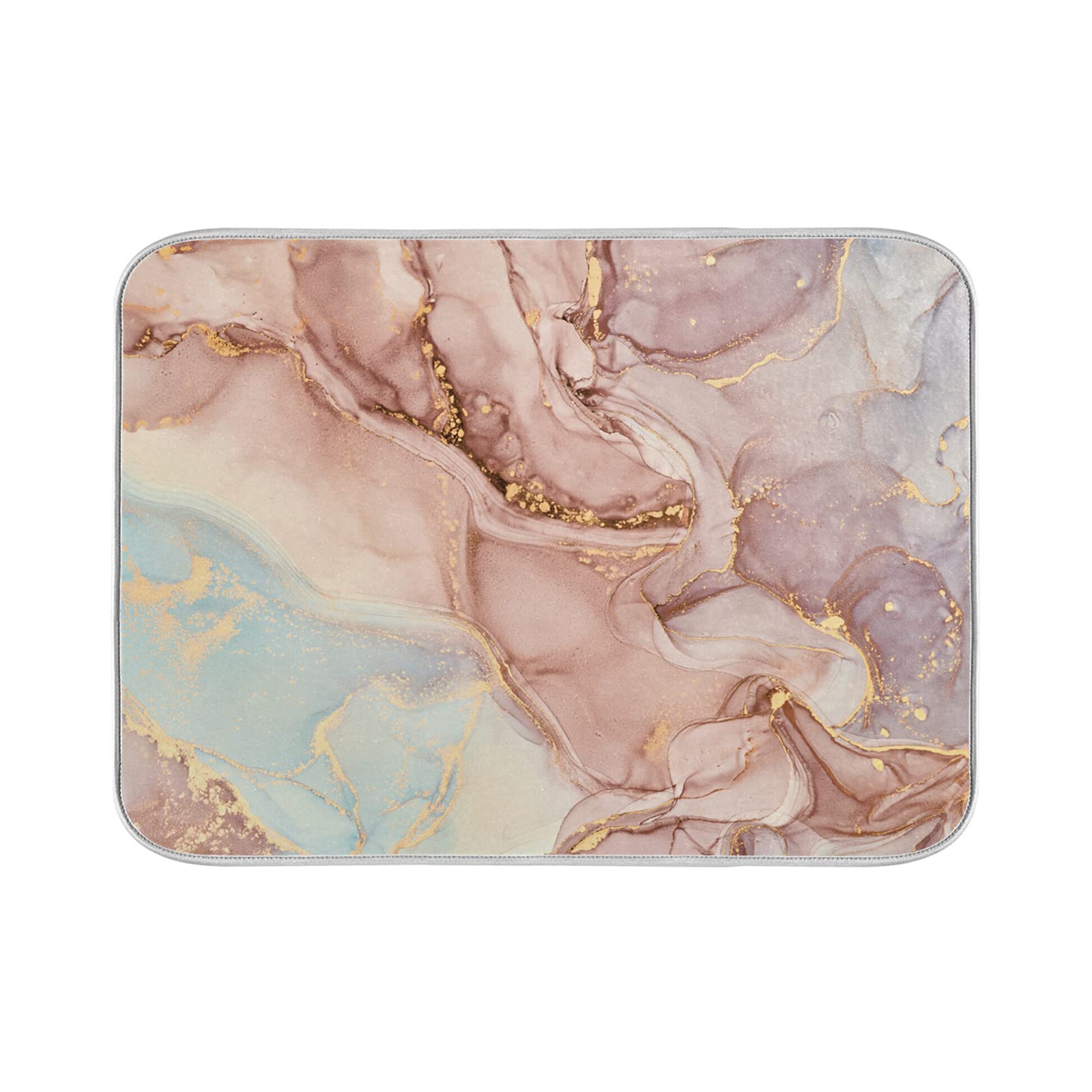 Marble Dish Drying Mat 16x18 Inch - Absorbent Kitchen Counter Mat for Dishes & Utensils