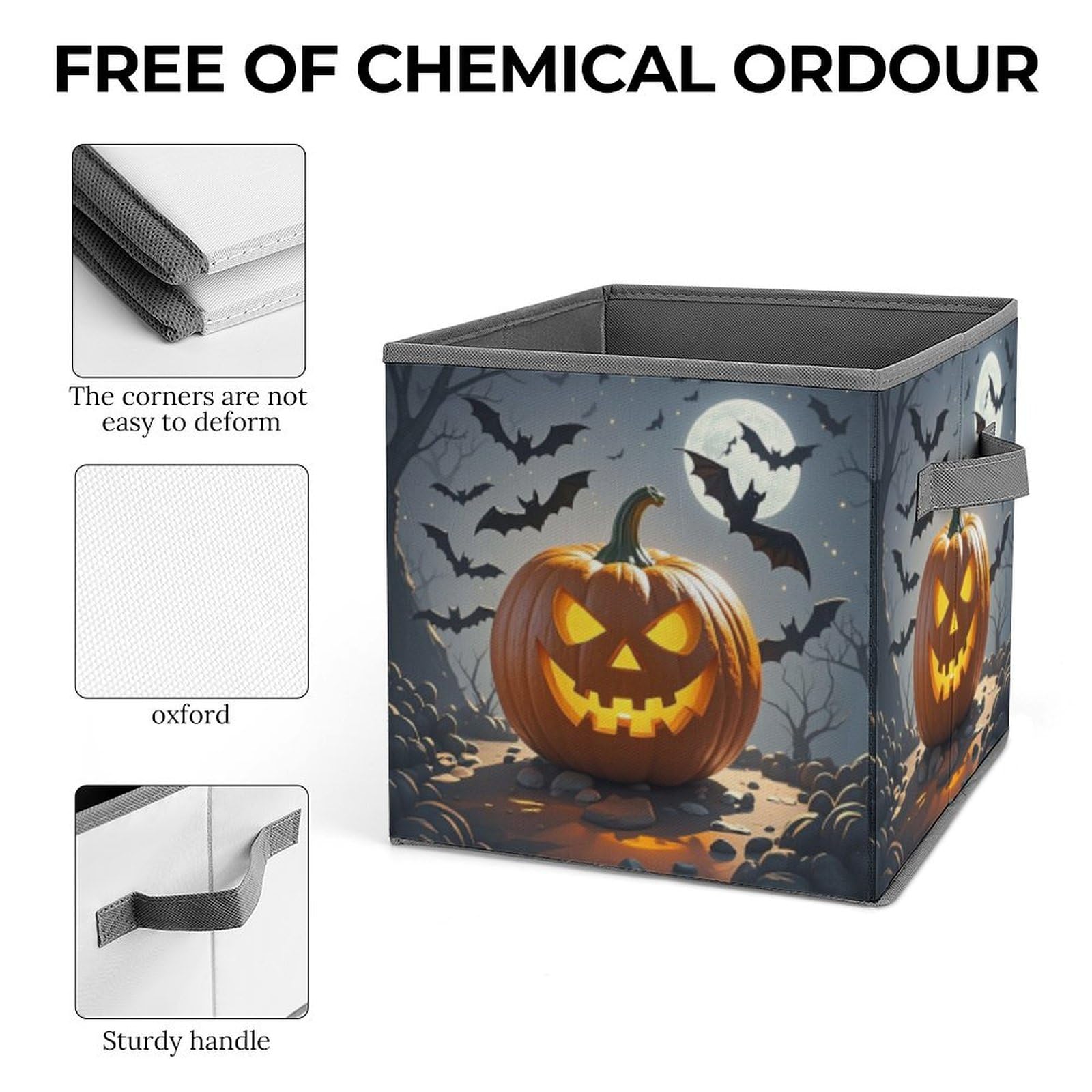 Evil Jack-O'-Lantern Printed Storage Box - Halloween Toy Organizer, Portable Office Storage Container for Home & Office Organization